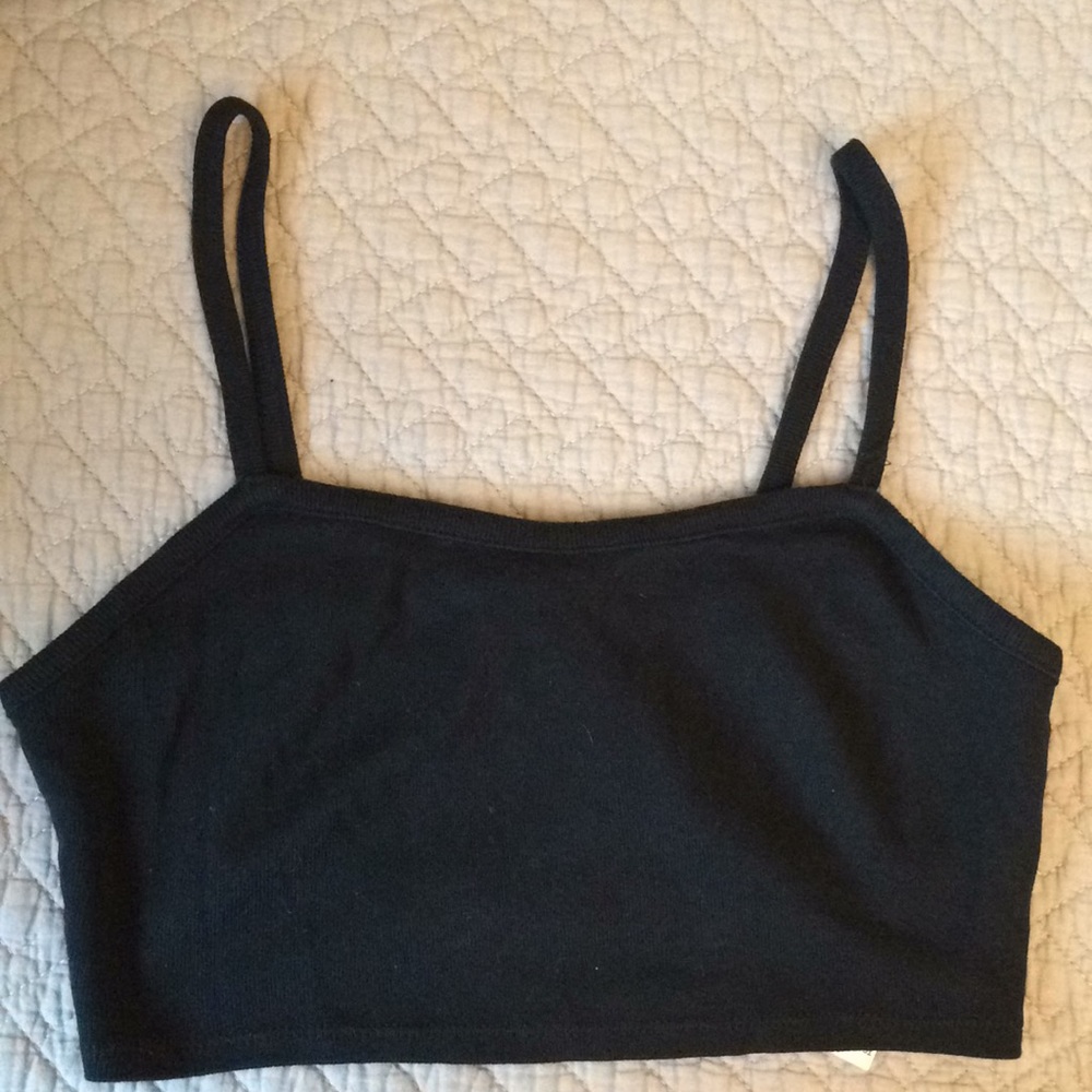 topshop cropped black tank top size 2